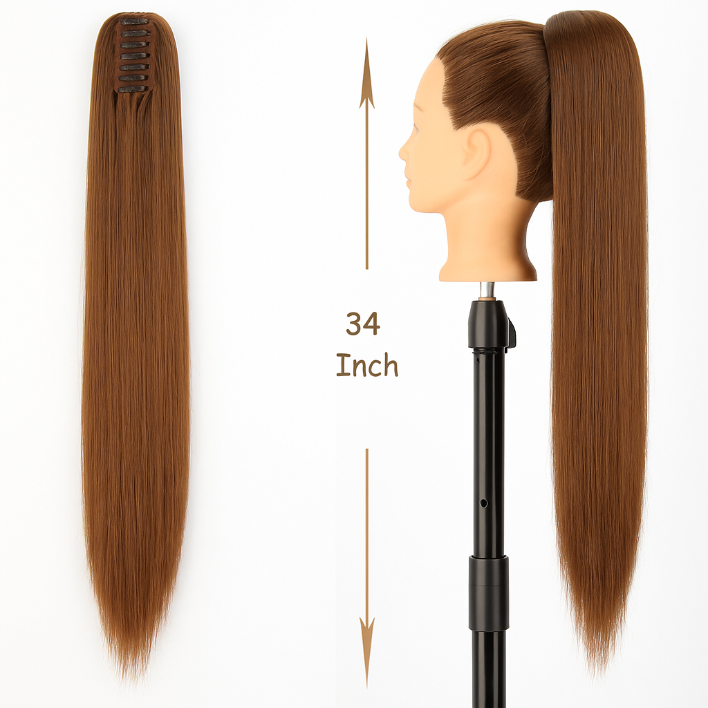Long Straight Claw Clip On Ponytail Hair Extensions - 34Inch