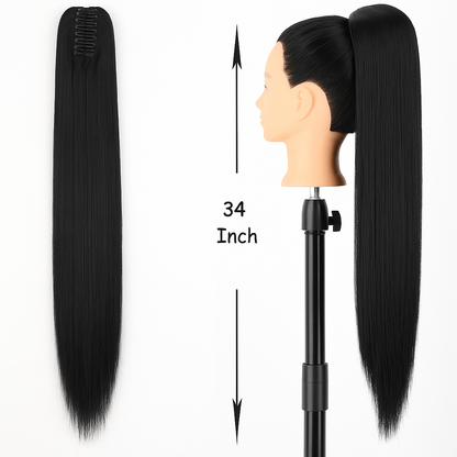 Long Straight Claw Clip On Ponytail Hair Extensions - 34Inch