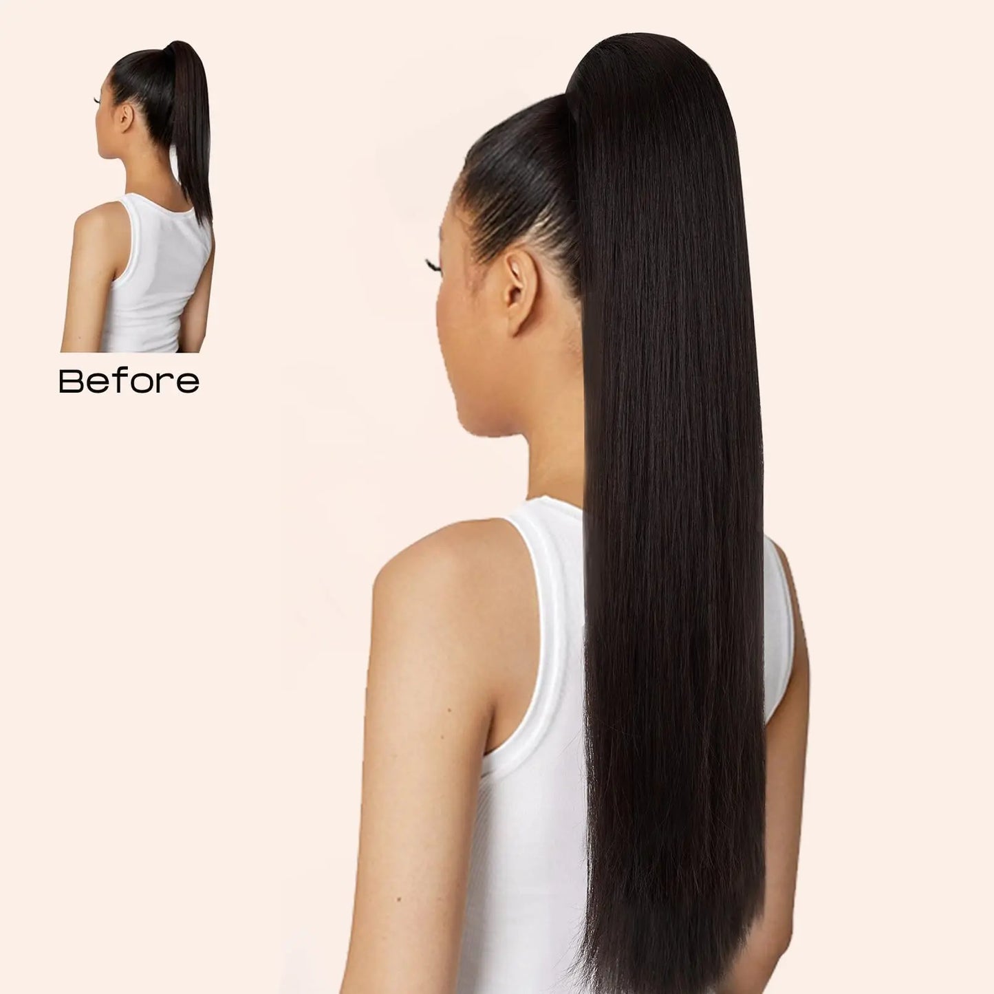 Long Straight Claw Clip On Ponytail Hair Extensions - 34Inch