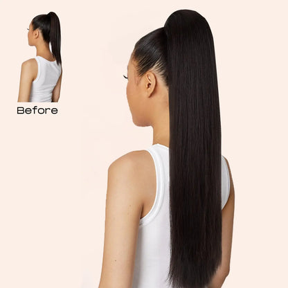 Long Straight Claw Clip On Ponytail Hair Extensions - 34Inch